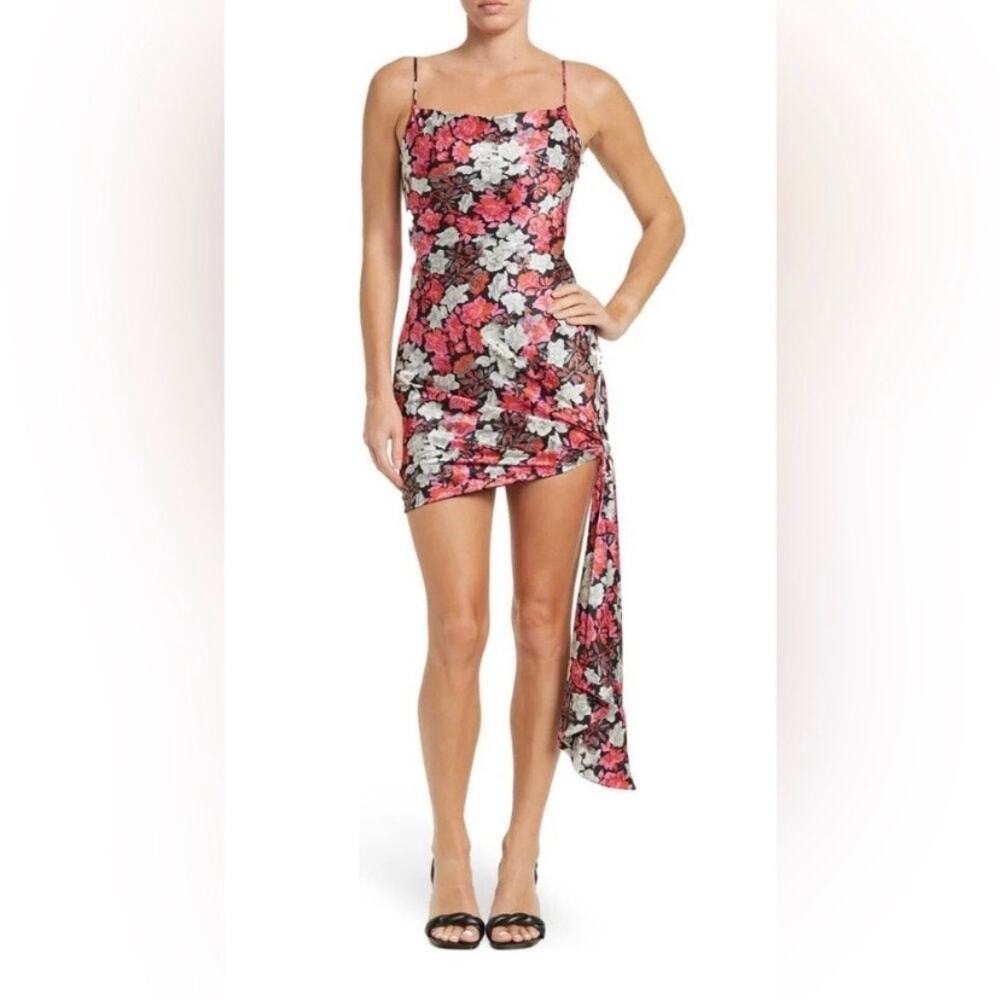 Cinq A Sept Pink&Gray Floral Silk Ryder Mini Dress Sz.4 NWT